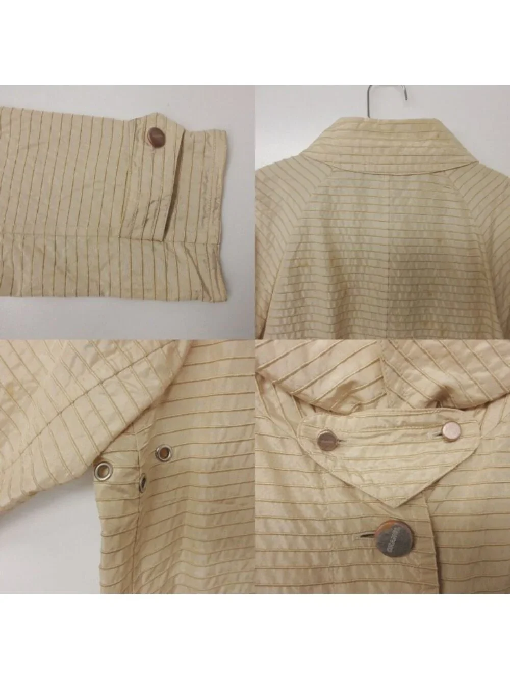 Chanel Soutien Collar Coat 01c Border Pattern Light Outer Beige